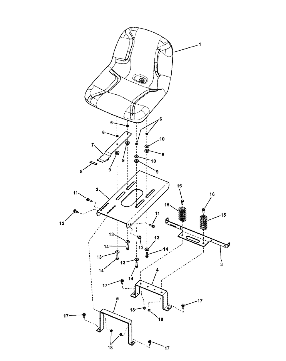 Seat Group, Sliding Diagram and Parts List for 107280063-7800753A,ZTS7000 2011 Briggs and Stratton Lawn Tractor Accessories